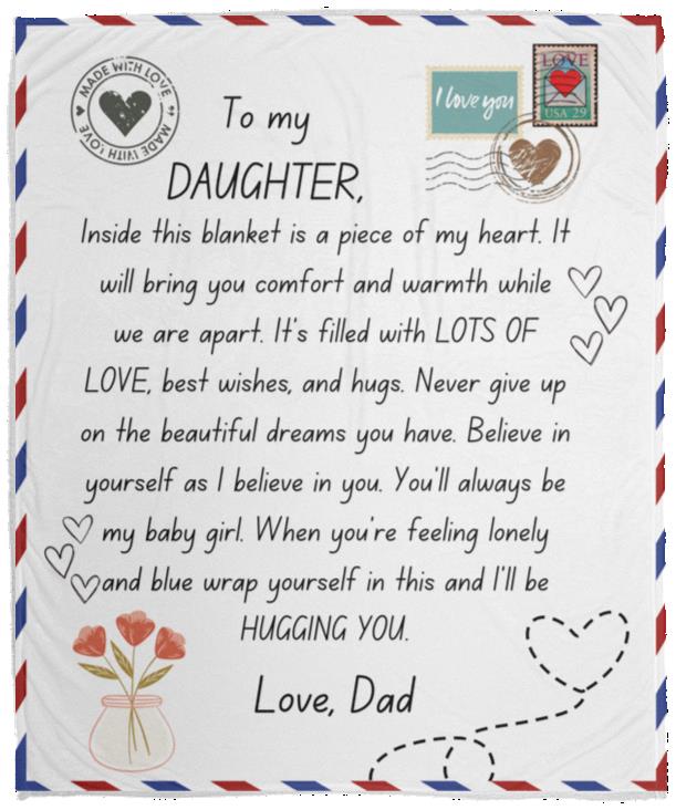 To My Daughter, Postcard From Dad Cozy Plush Fleece Blanket - 50x60