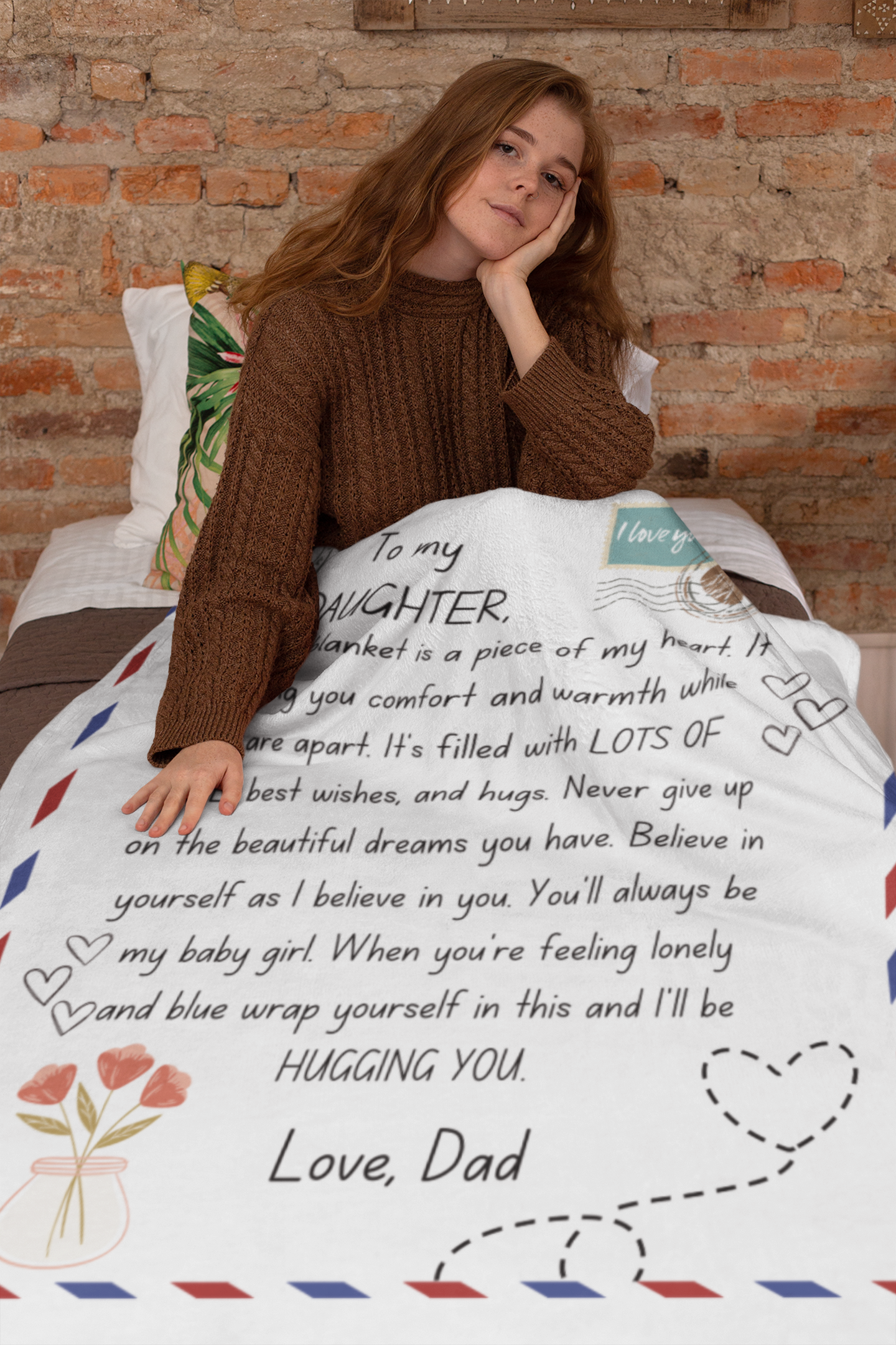 To My Daughter, Postcard From Dad Cozy Plush Fleece Blanket - 50x60