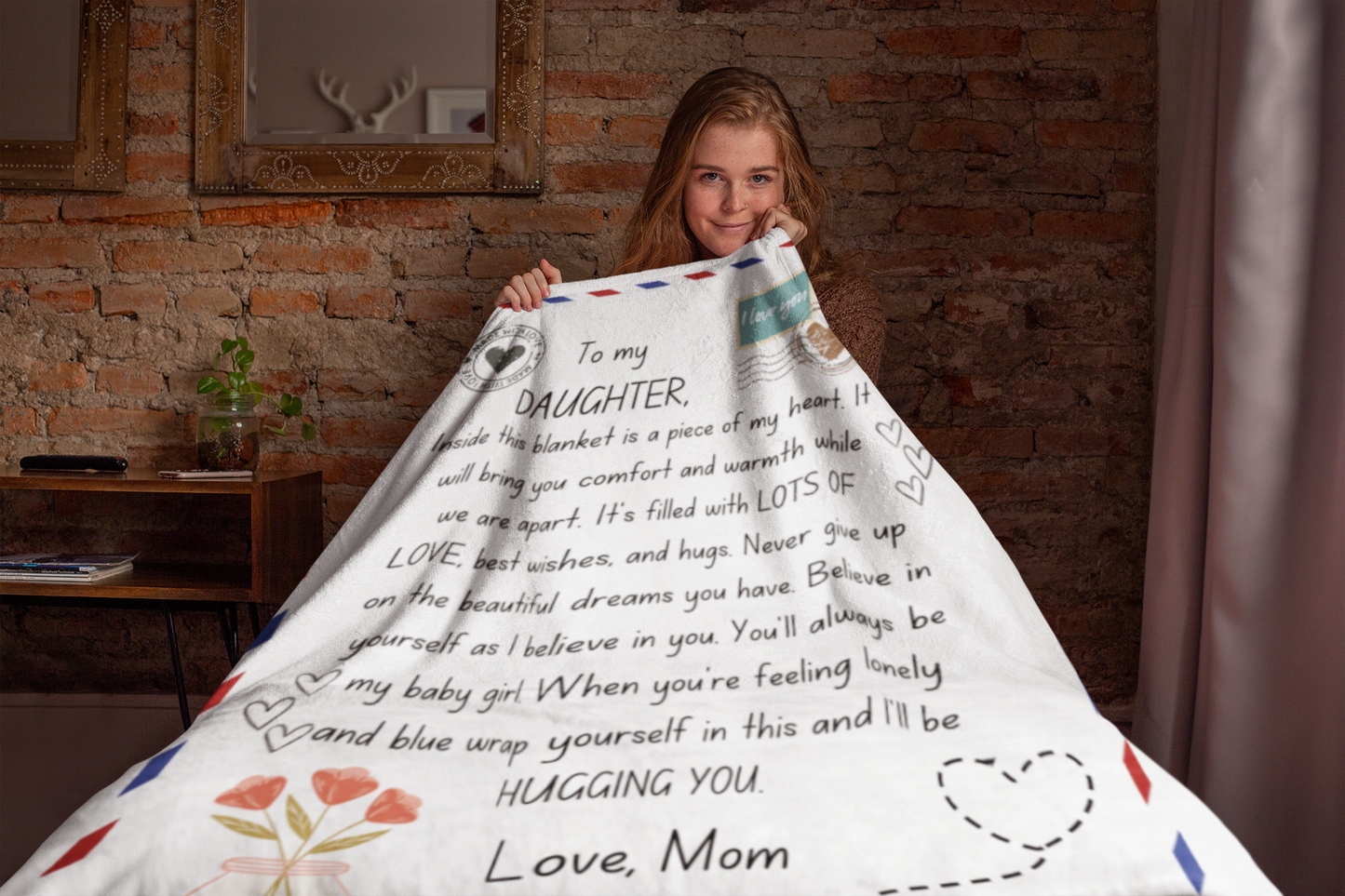 To My Daughter, Postcard From Mom Cozy Plush Fleece Blanket - 50x60